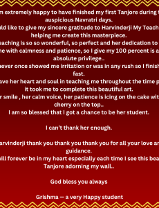 Grishma Doshi,Mumbai
Tanjore Painting “Ganesha”
grishmamehtadoshi