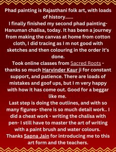 Shruti Sharma
Delhi
Phad painting “Hanuman Chalisa”